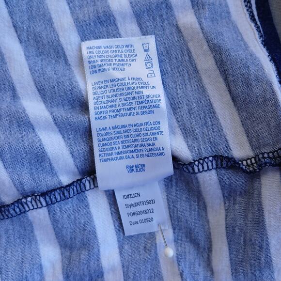 Nautica Navy Stripe Racerback Tank Top Large cotton blend rayon summer - Picture 8 of 11